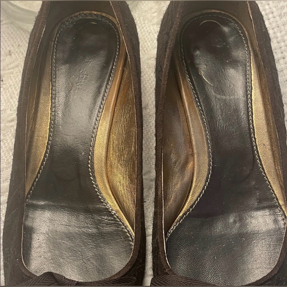 Prada Dark Brown Flats with Bow Accent - Picture 5 of 7